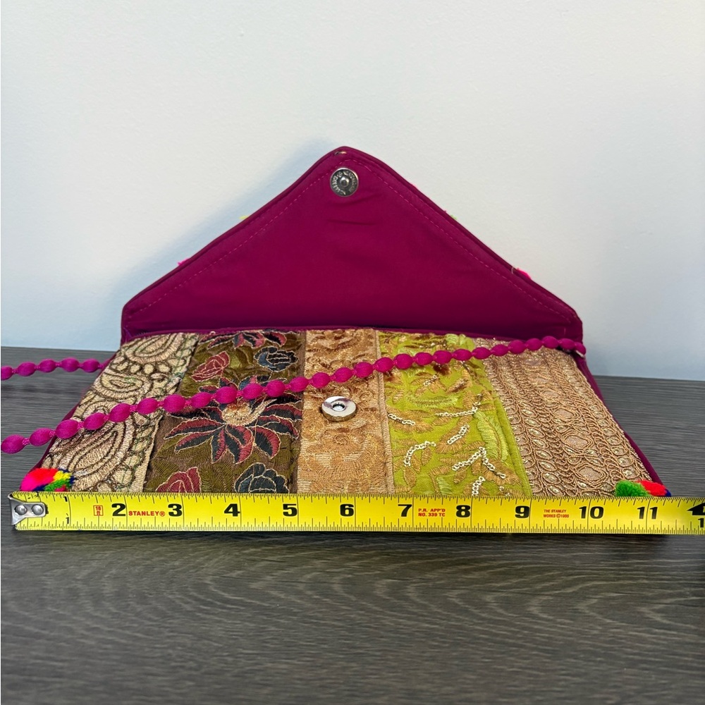 Brocade Patchwork Envelope Clutch Multicolor Cros… - image 5